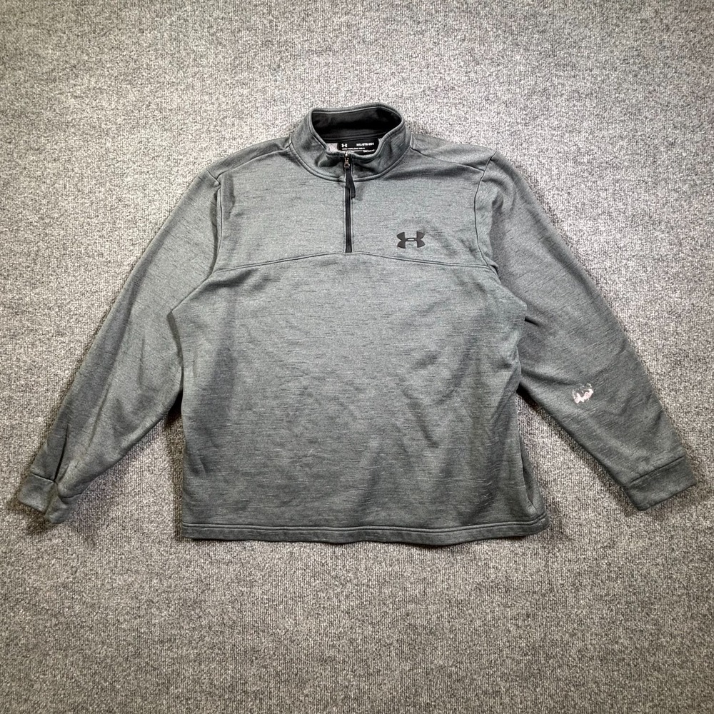 Under Armour Cold Gear Sweatshirt Men's 2XL Gray Fleece Lined 1/4 Zip Workout